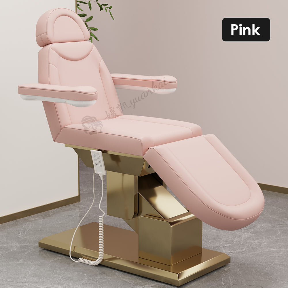 Top beauty salon electric massage bed adjustable Golden base eyelash bed
