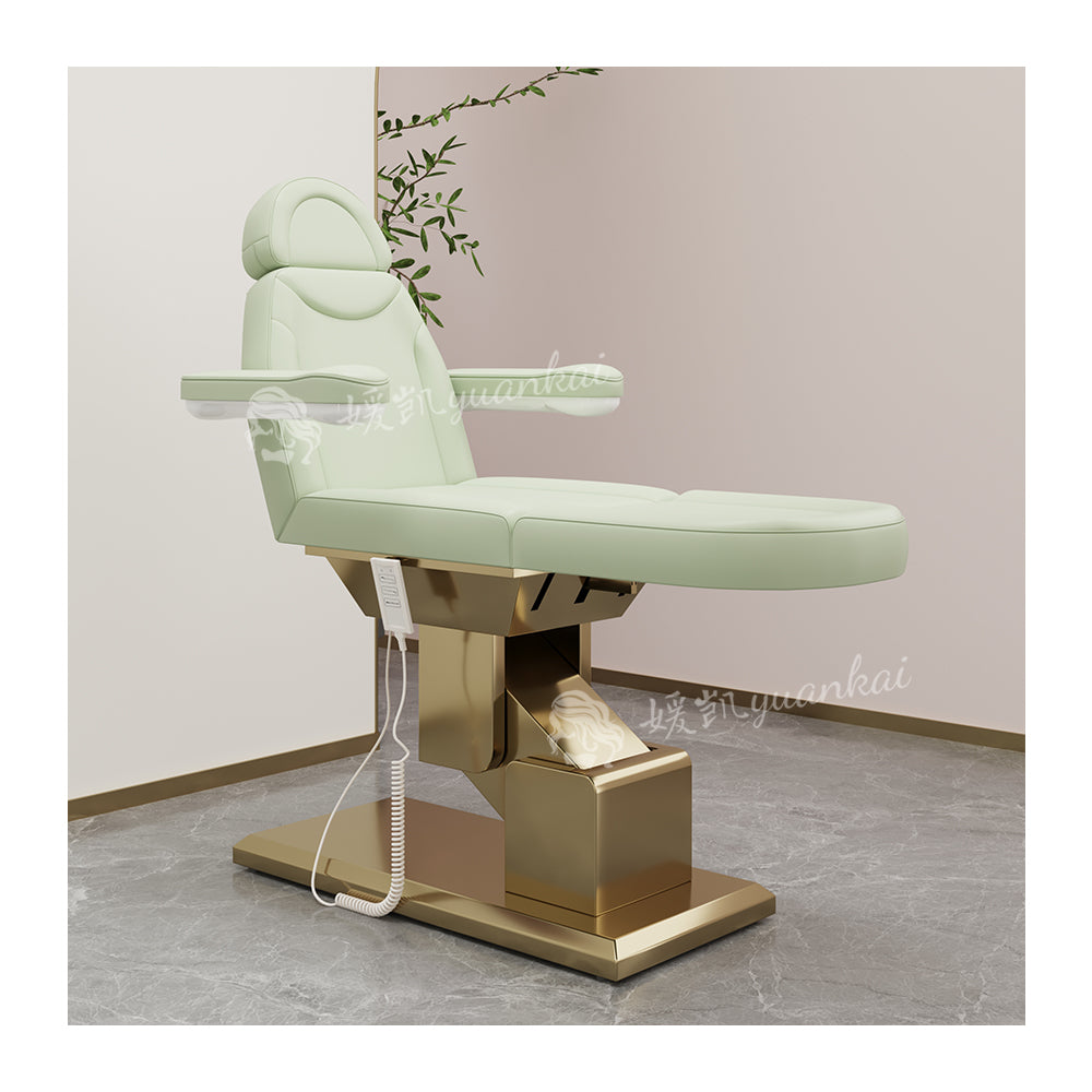 Top beauty salon electric massage bed adjustable Golden base eyelash bed