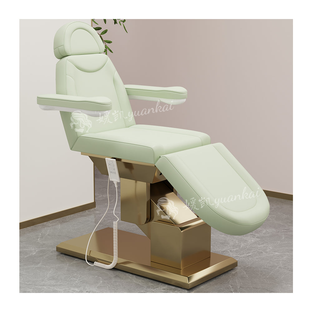 Top beauty salon electric massage bed adjustable Golden base eyelash bed