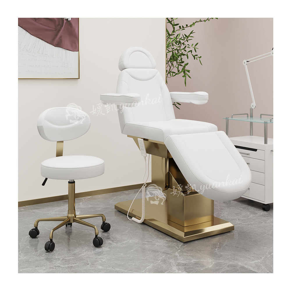 Top beauty salon electric massage bed adjustable Golden base eyelash bed