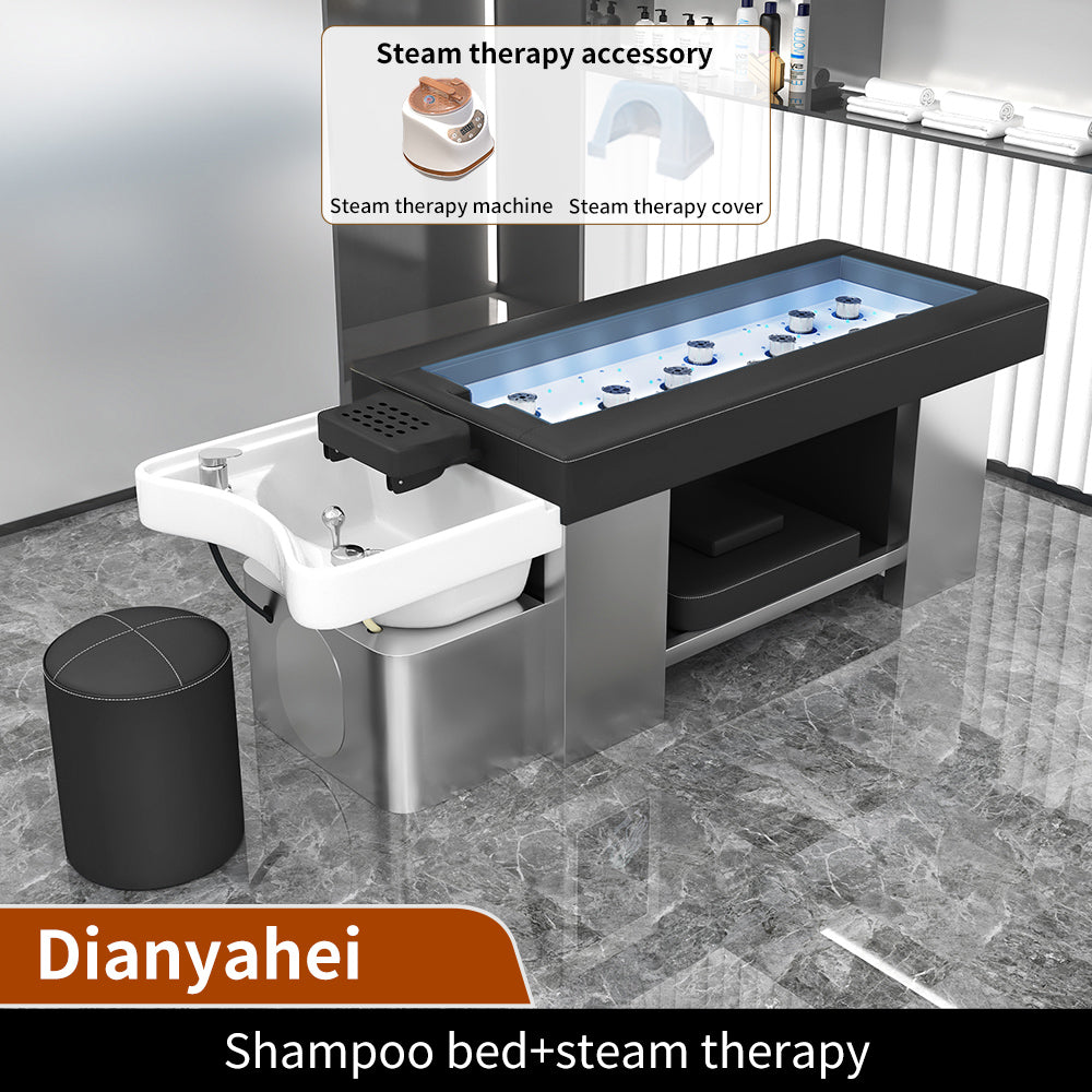 Luxury all-steel shampoo massage bed for beauty salon dedicated electronic smokeless moxibustion bed