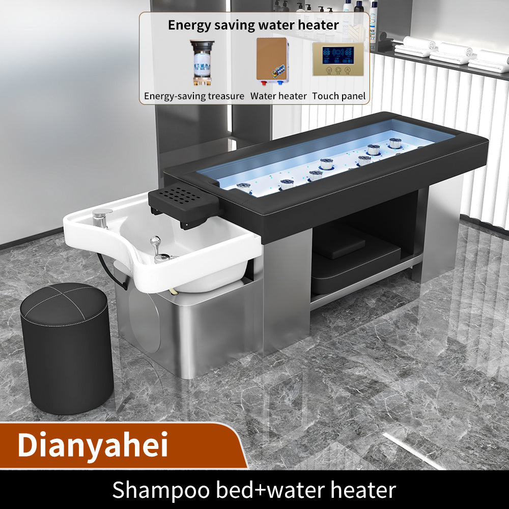Luxury all-steel shampoo massage bed for beauty salon dedicated electronic smokeless moxibustion bed