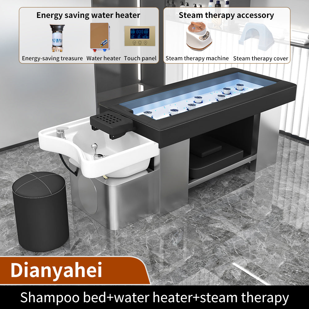Luxury all-steel shampoo massage bed for beauty salon dedicated electronic smokeless moxibustion bed