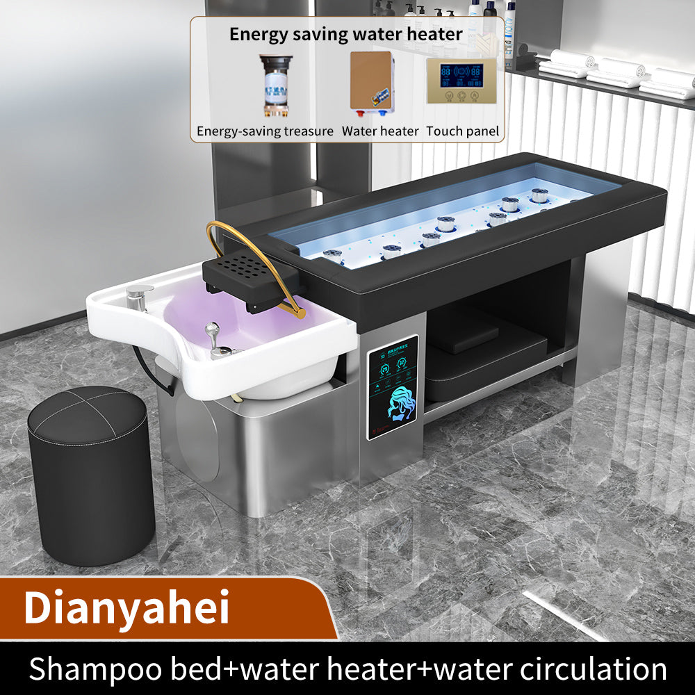 Luxury all-steel shampoo massage bed for beauty salon dedicated electronic smokeless moxibustion bed