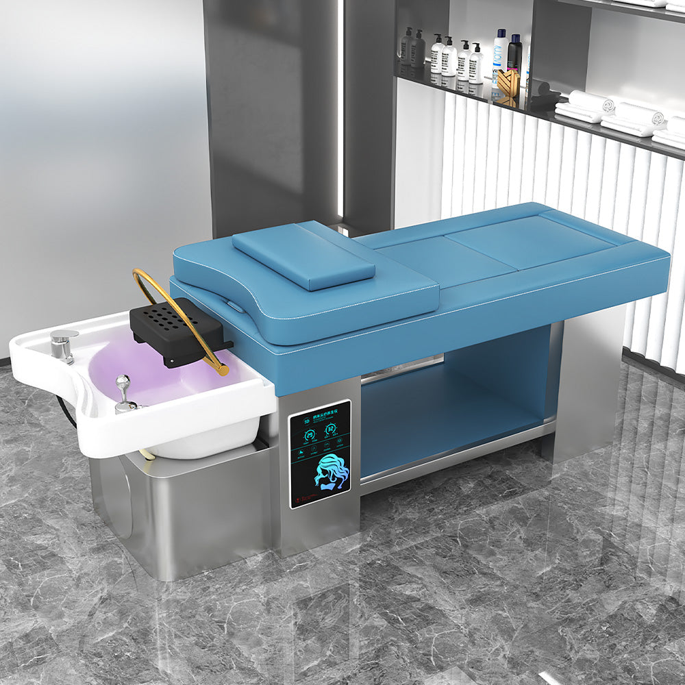 Luxury all-steel shampoo massage bed for beauty salon dedicated electronic smokeless moxibustion bed