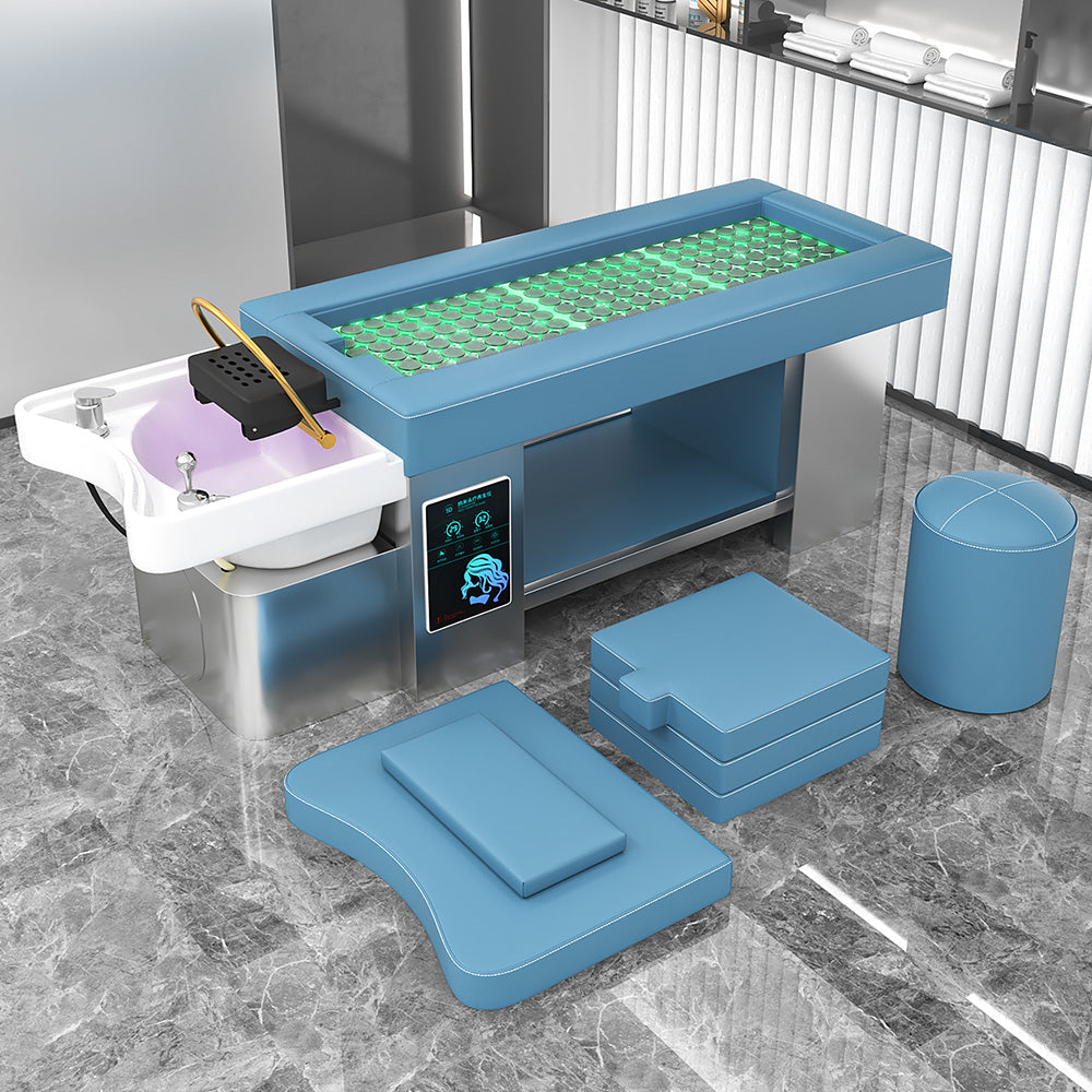 Luxury all-steel shampoo massage bed for beauty salon dedicated electronic smokeless moxibustion bed