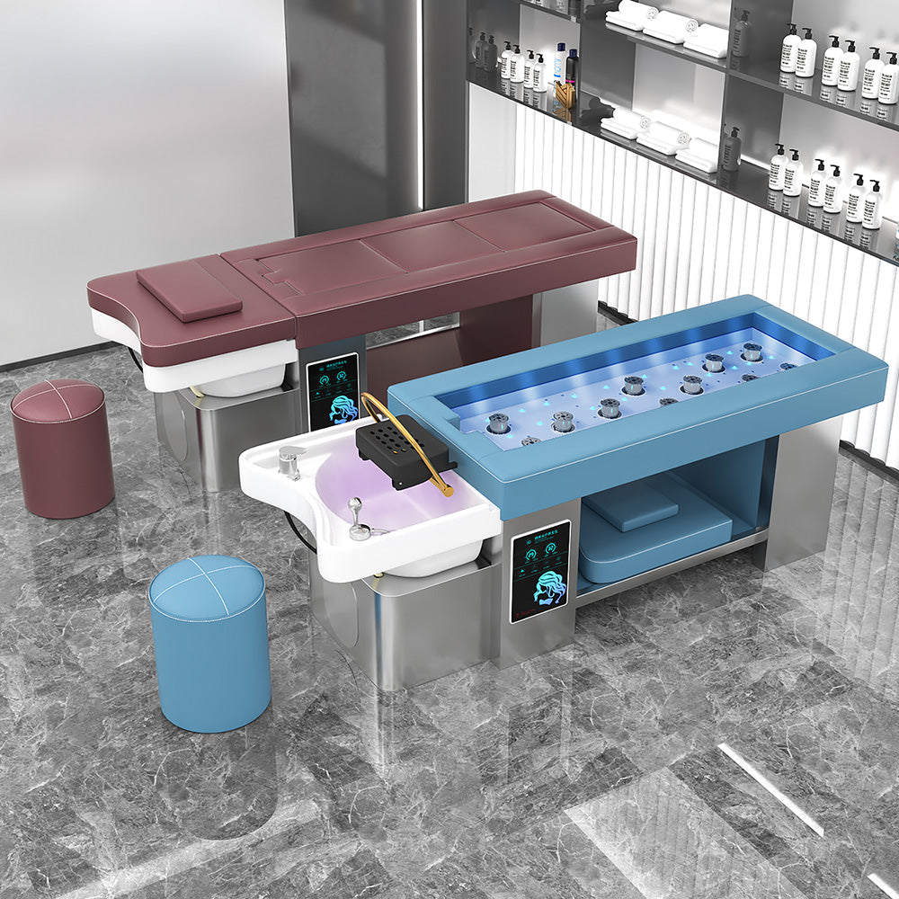 Luxury all-steel shampoo massage bed for beauty salon dedicated electronic smokeless moxibustion bed