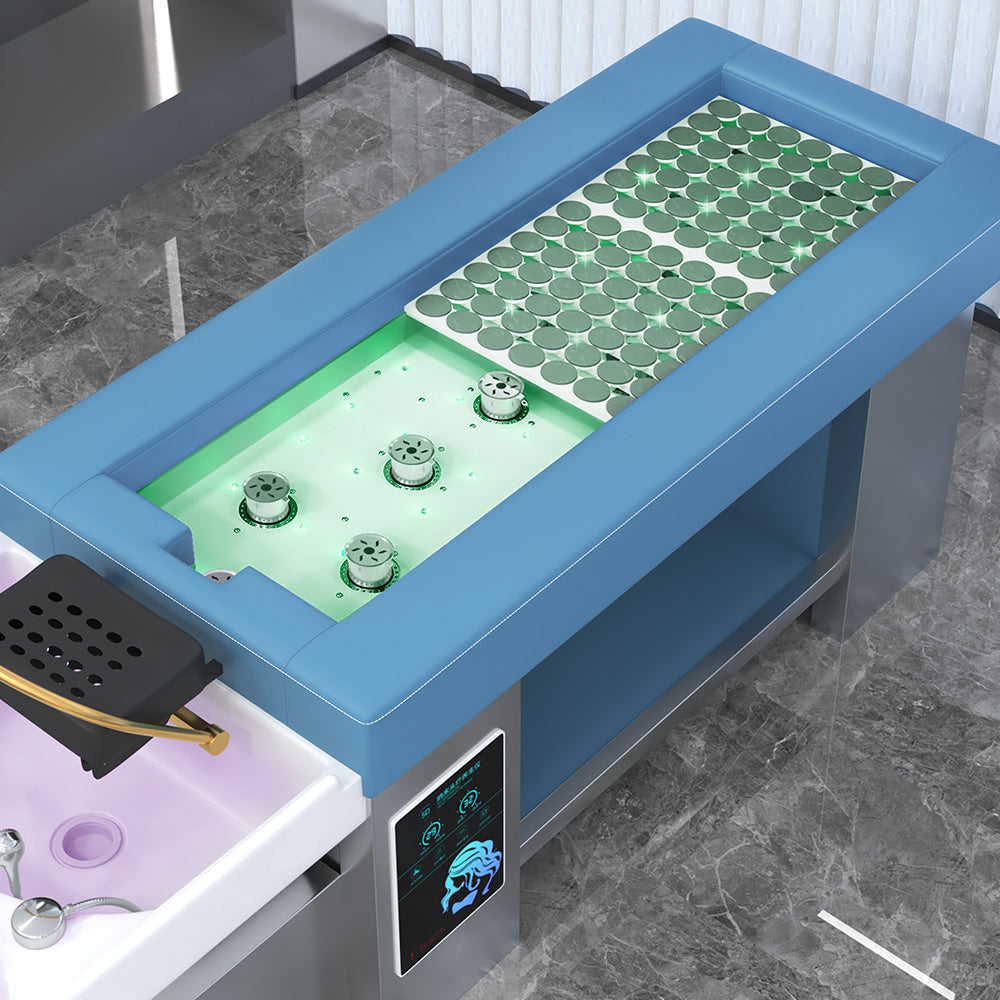 Luxury all-steel shampoo massage bed for beauty salon dedicated electronic smokeless moxibustion bed