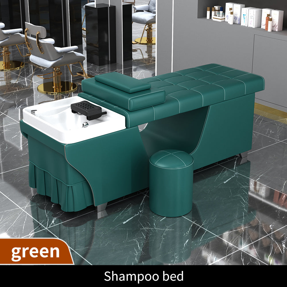 High Quality Salon Furniture Shampoo Basin Leather Reclining Washing Bed Beauty Head treatment bed