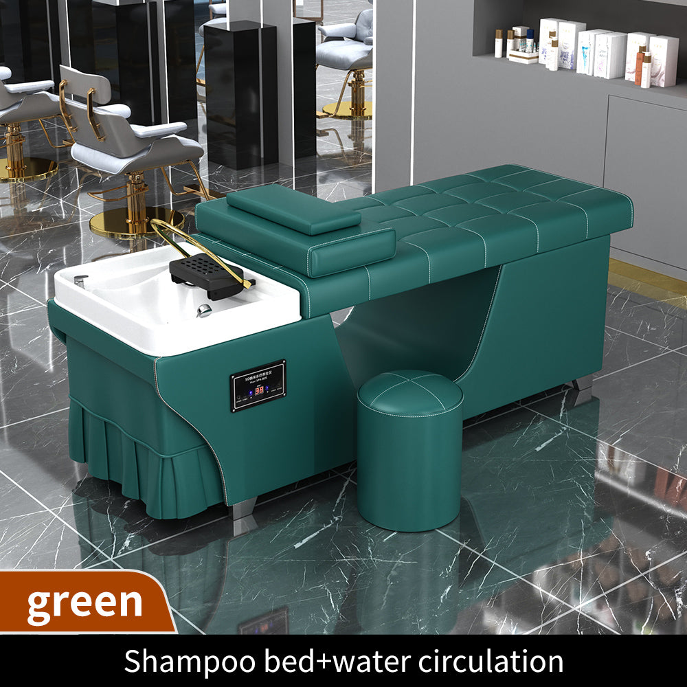 High Quality Salon Furniture Shampoo Basin Leather Reclining Washing Bed Beauty Head treatment bed