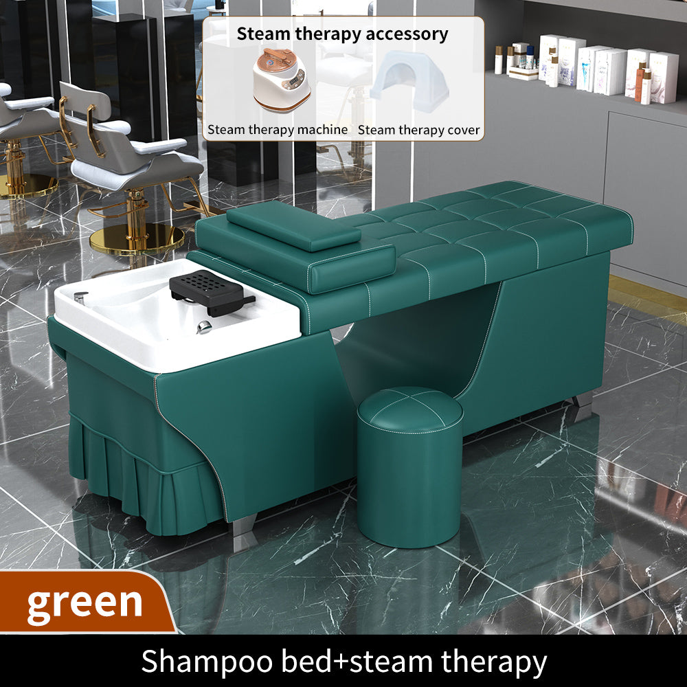High Quality Salon Furniture Shampoo Basin Leather Reclining Washing Bed Beauty Head treatment bed