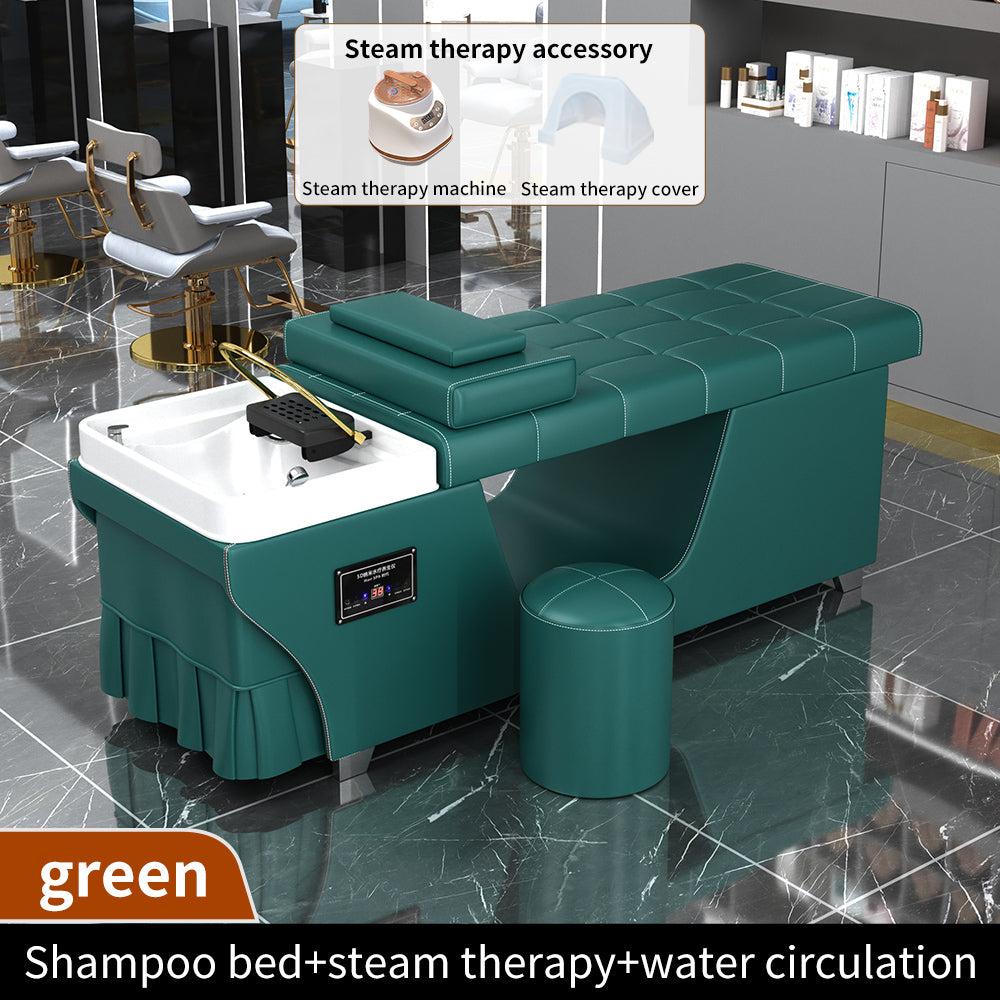 High Quality Salon Furniture Shampoo Basin Leather Reclining Washing Bed Beauty Head treatment bed