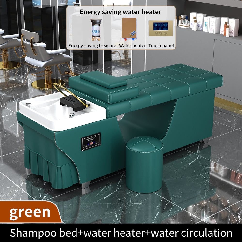 High Quality Salon Furniture Shampoo Basin Leather Reclining Washing Bed Beauty Head treatment bed