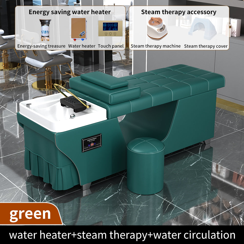 High Quality Salon Furniture Shampoo Basin Leather Reclining Washing Bed Beauty Head treatment bed