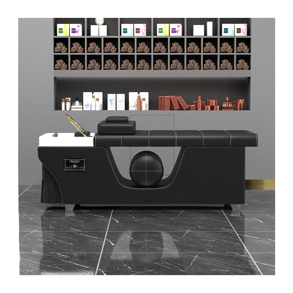 High Quality Salon Furniture Shampoo Basin Leather Reclining Washing Bed Beauty Head treatment bed