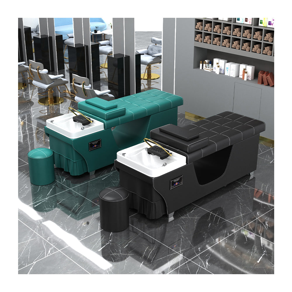 High Quality Salon Furniture Shampoo Basin Leather Reclining Washing Bed Beauty Head treatment bed