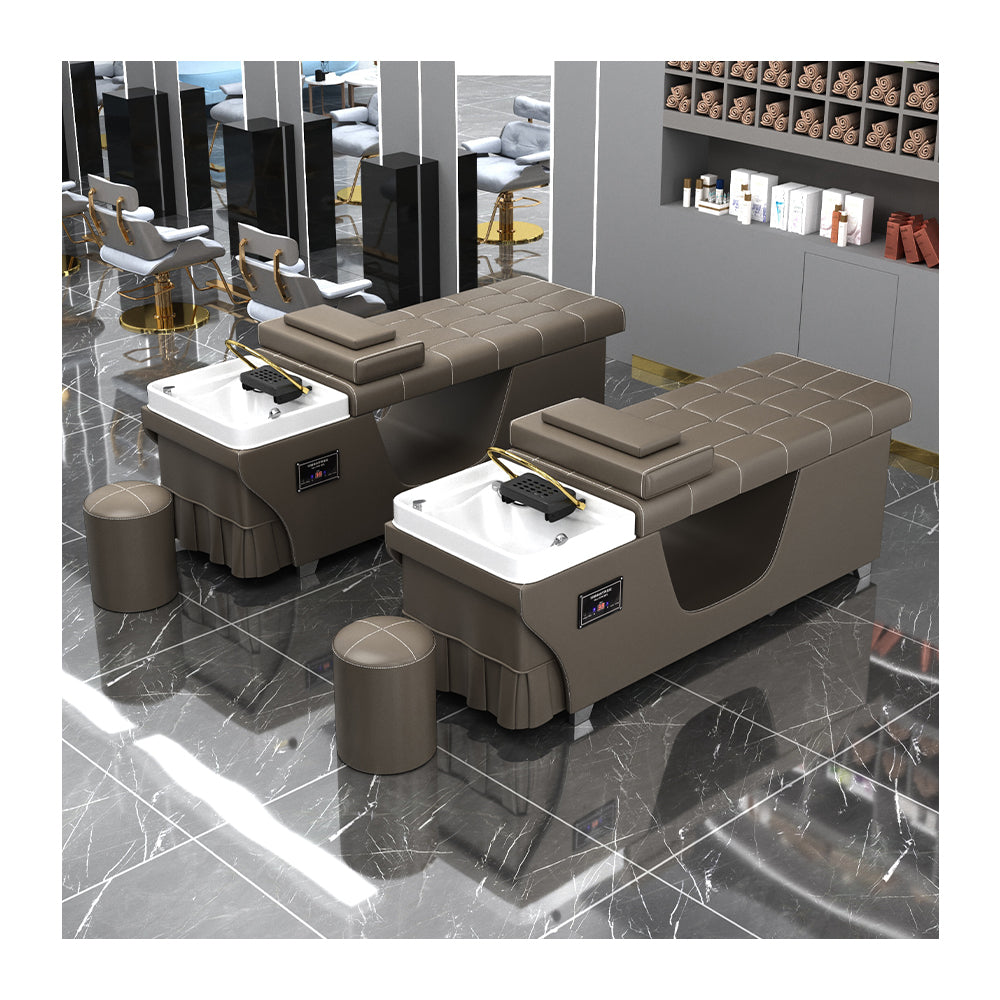 High Quality Salon Furniture Shampoo Basin Leather Reclining Washing Bed Beauty Head treatment bed