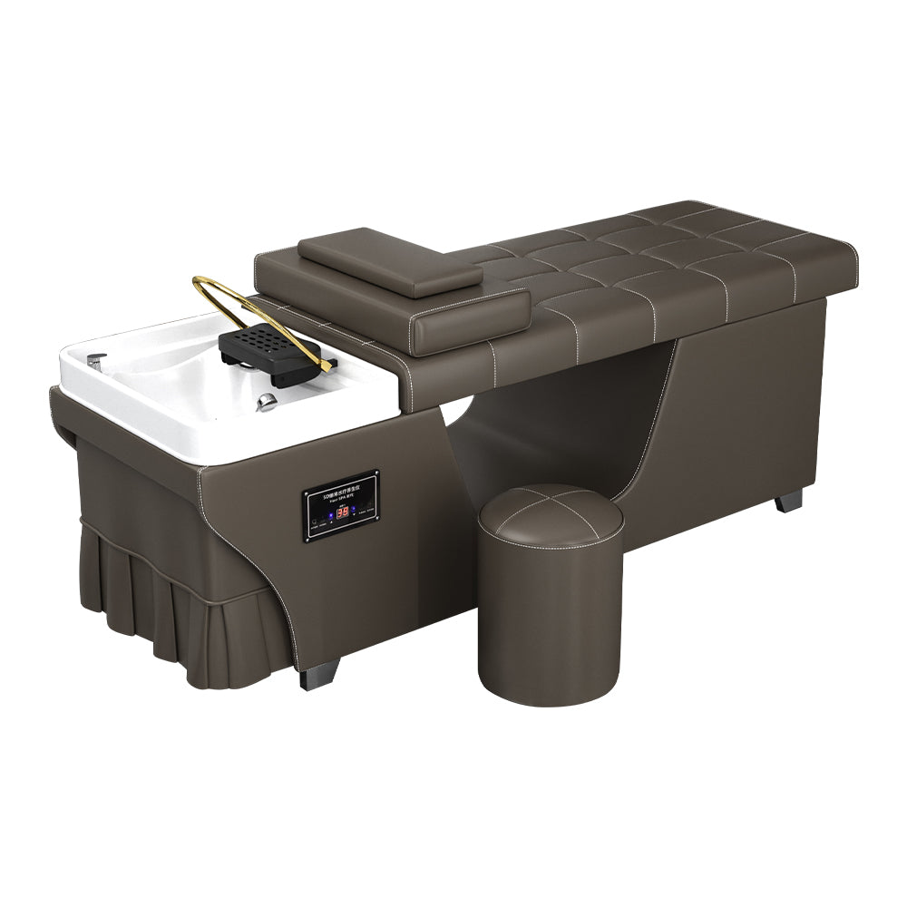 High Quality Salon Furniture Shampoo Basin Leather Reclining Washing Bed Beauty Head treatment bed