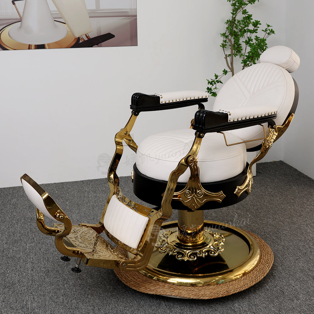 European Style Retro Men's Barber Chair High-end Hair Salon Barber Shop Dedicated Modern Metal Oil Head Chair