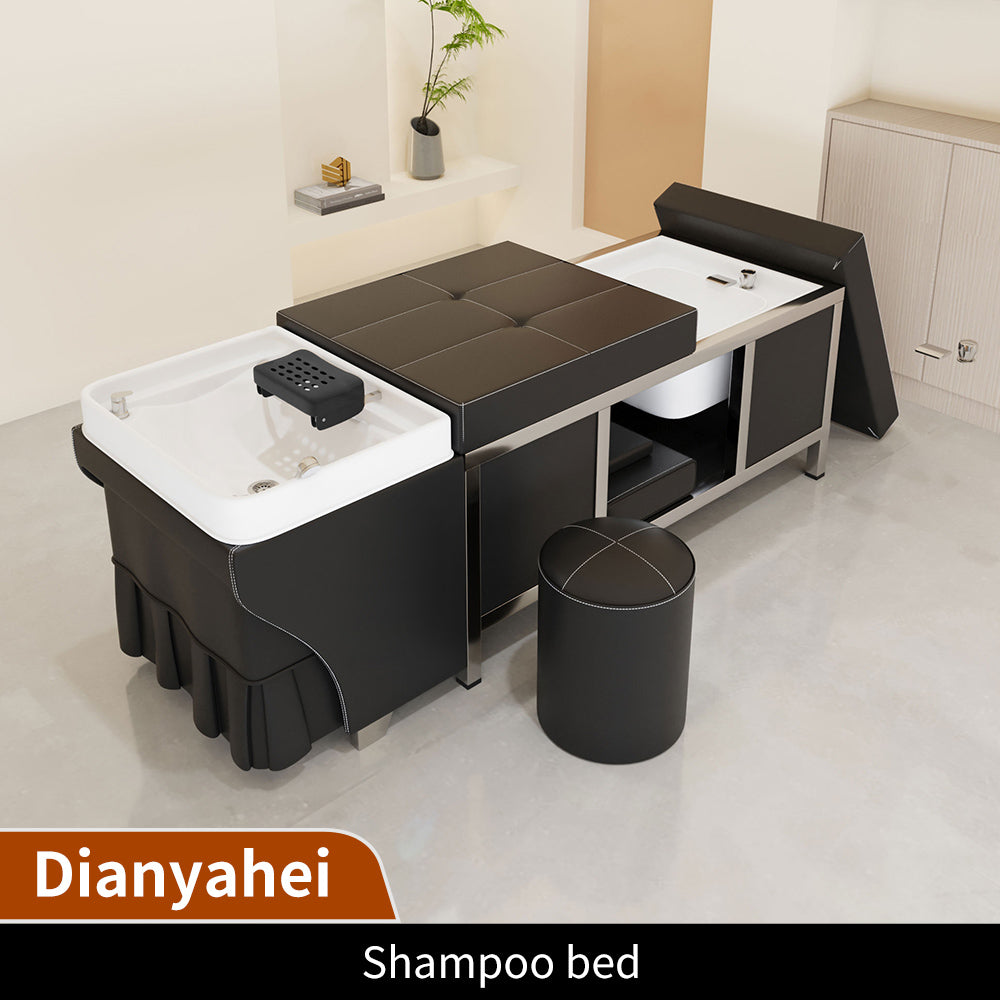 High quality stainless steel bed barber shop dedicated water circulation beauty salon massage foot bath integrated shampoo bed