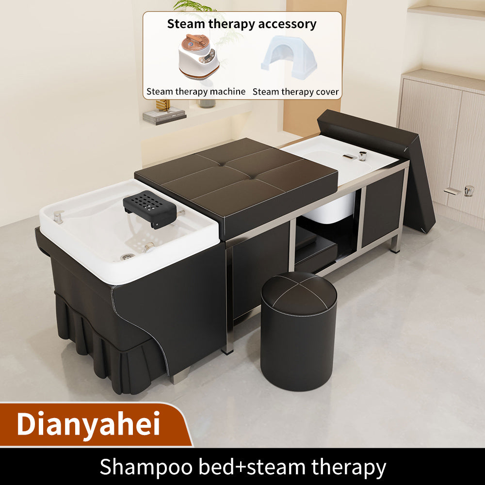 High quality stainless steel bed barber shop dedicated water circulation beauty salon massage foot bath integrated shampoo bed