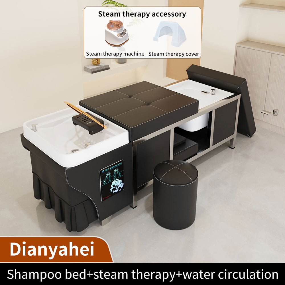 High quality stainless steel bed barber shop dedicated water circulation beauty salon massage foot bath integrated shampoo bed