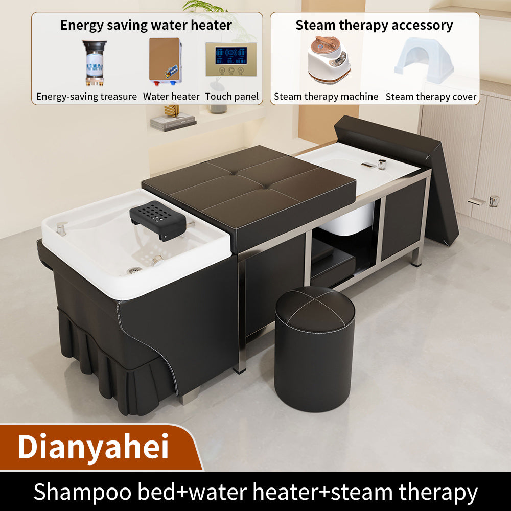 High quality stainless steel bed barber shop dedicated water circulation beauty salon massage foot bath integrated shampoo bed