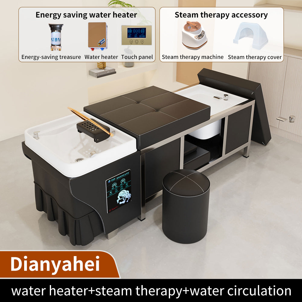 High quality stainless steel bed barber shop dedicated water circulation beauty salon massage foot bath integrated shampoo bed