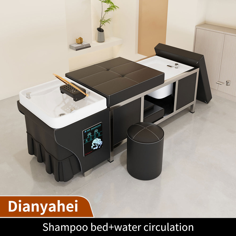 High quality stainless steel bed barber shop dedicated water circulation beauty salon massage foot bath integrated shampoo bed