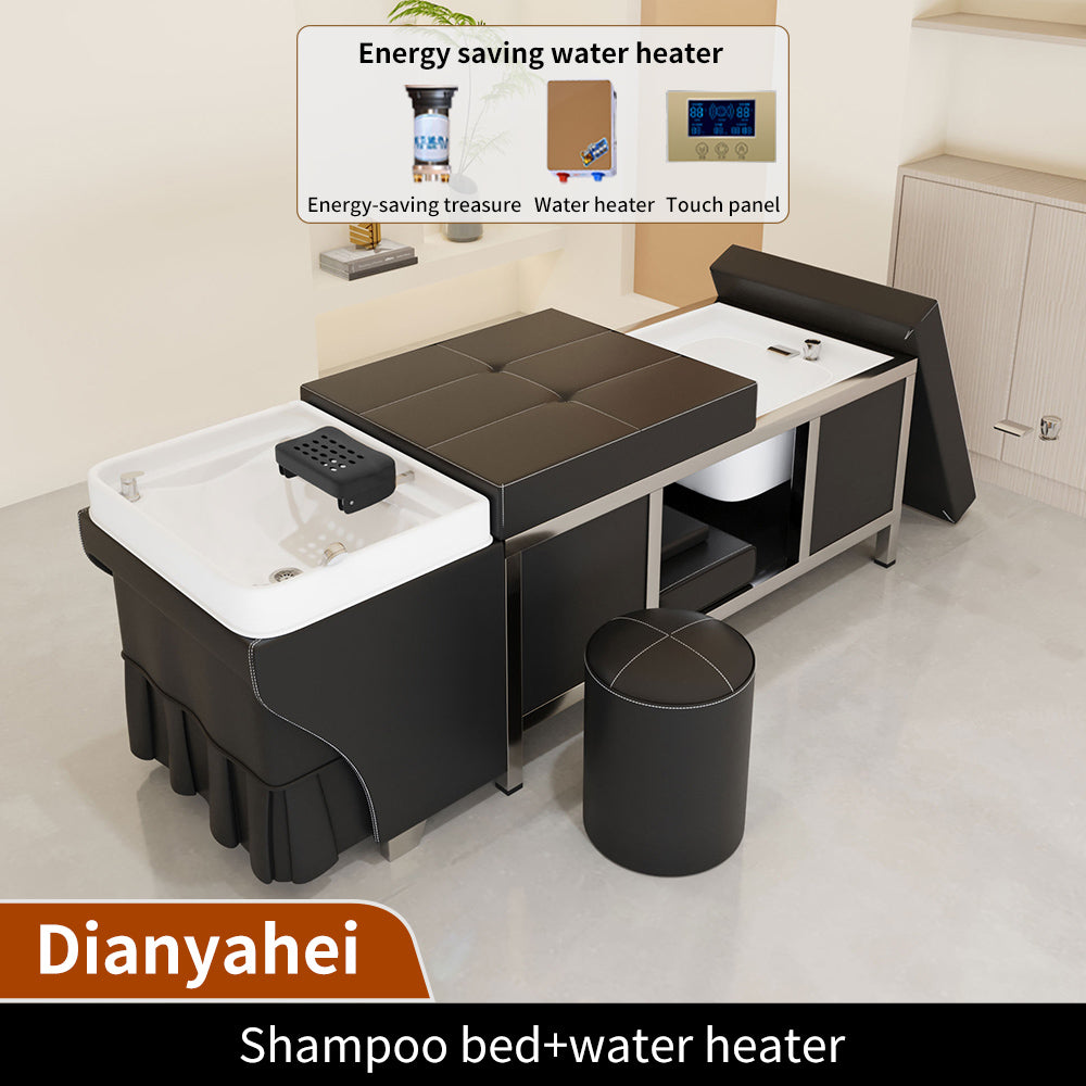 High quality stainless steel bed barber shop dedicated water circulation beauty salon massage foot bath integrated shampoo bed