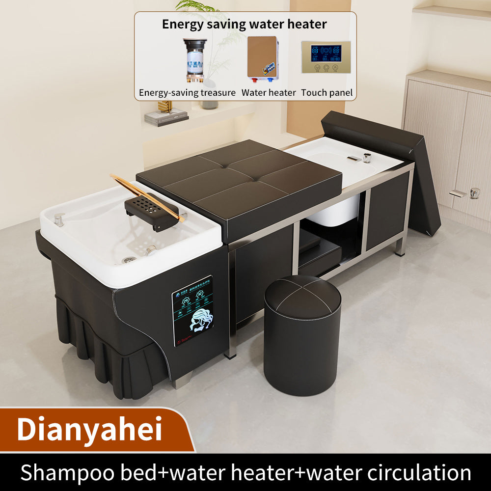 High quality stainless steel bed barber shop dedicated water circulation beauty salon massage foot bath integrated shampoo bed