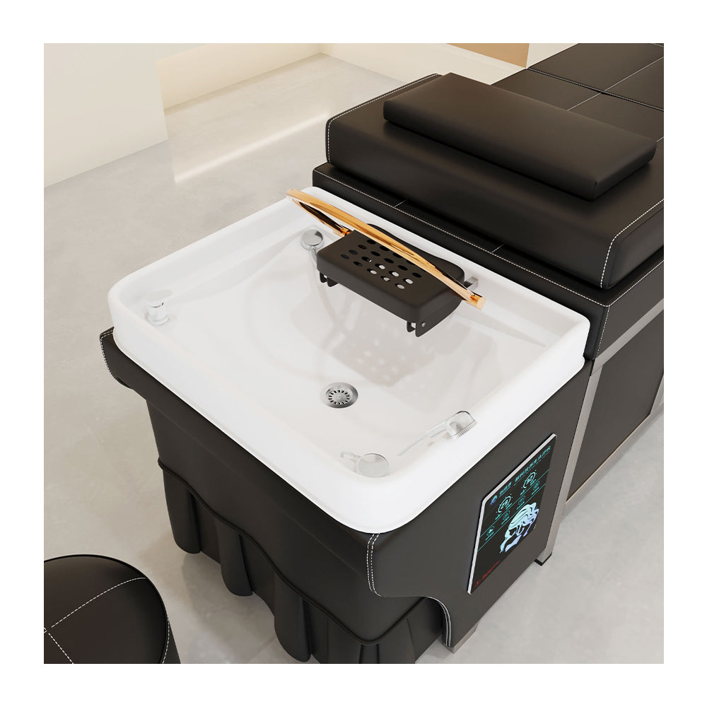 High quality stainless steel bed barber shop dedicated water circulation beauty salon massage foot bath integrated shampoo bed