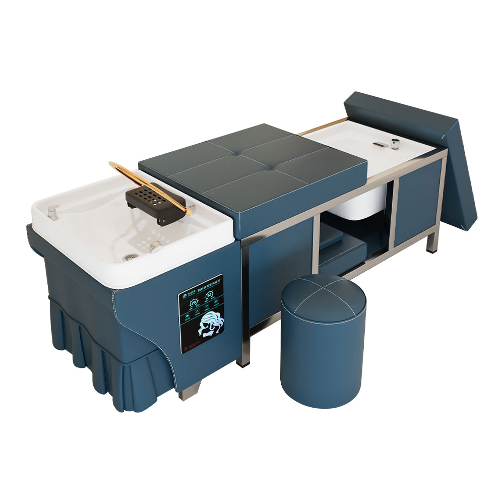 High quality stainless steel bed barber shop dedicated water circulation beauty salon massage foot bath integrated shampoo bed