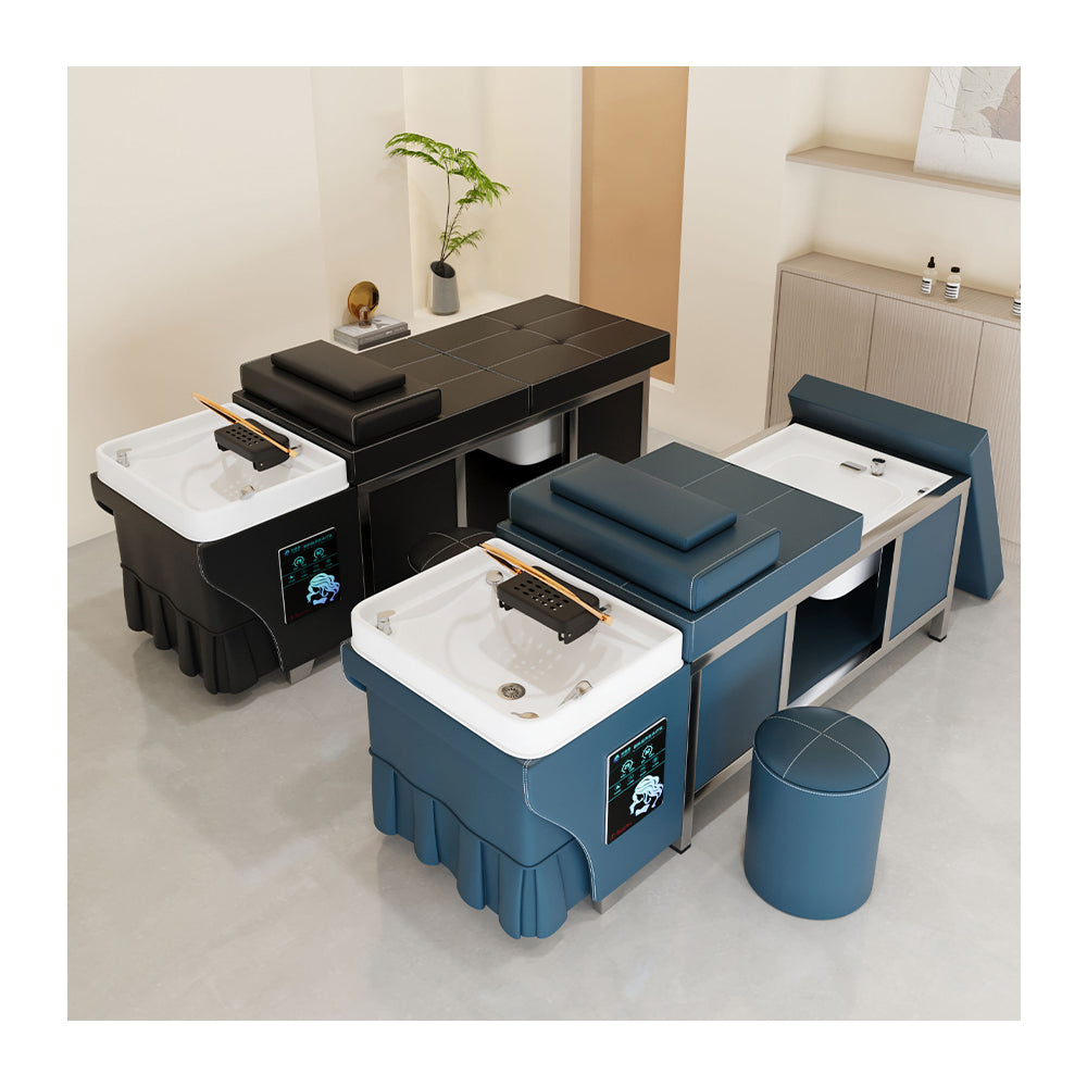 High quality stainless steel bed barber shop dedicated water circulation beauty salon massage foot bath integrated shampoo bed