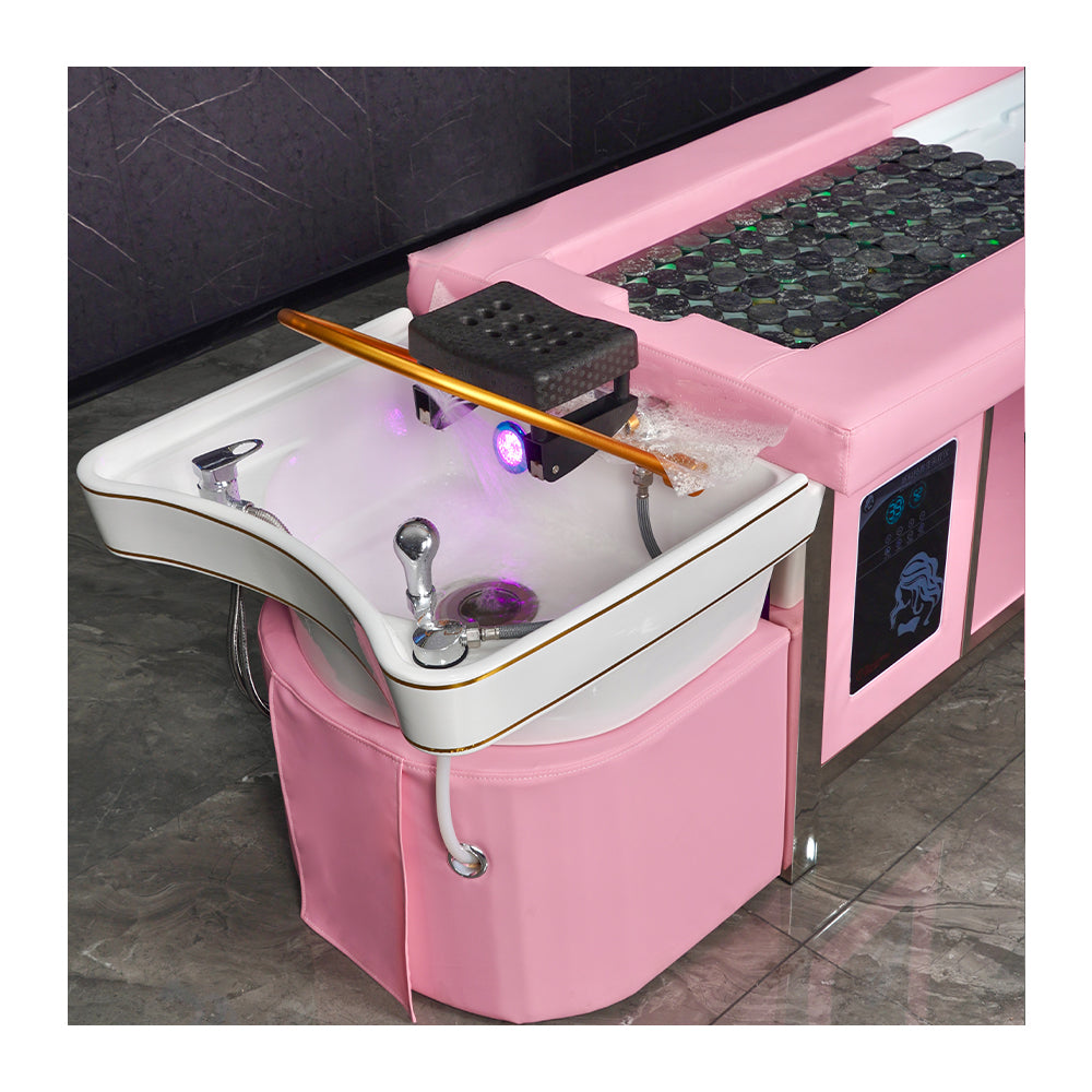 Pink beauty salon multi-functional moxibustion foot therapy shampoo bed