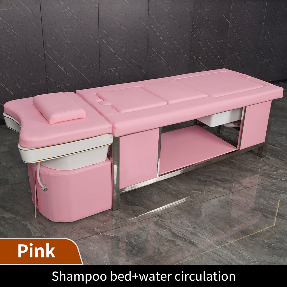 Pink beauty salon multi-functional moxibustion foot therapy shampoo bed