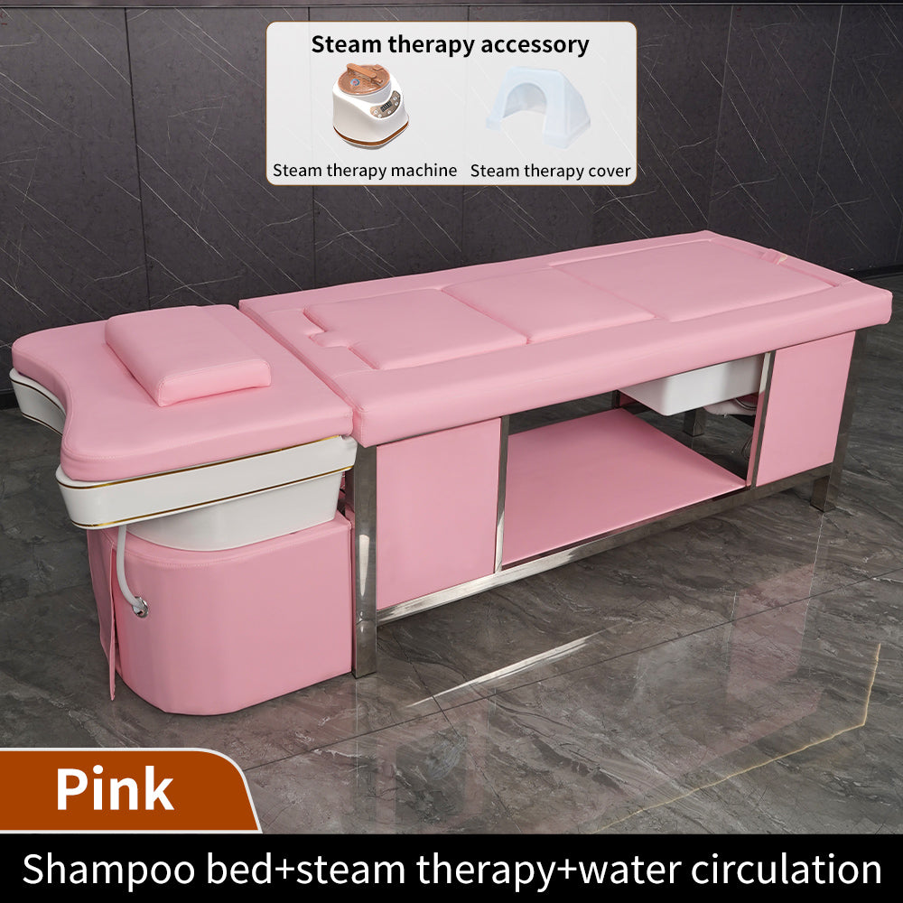 Pink beauty salon multi-functional moxibustion foot therapy shampoo bed