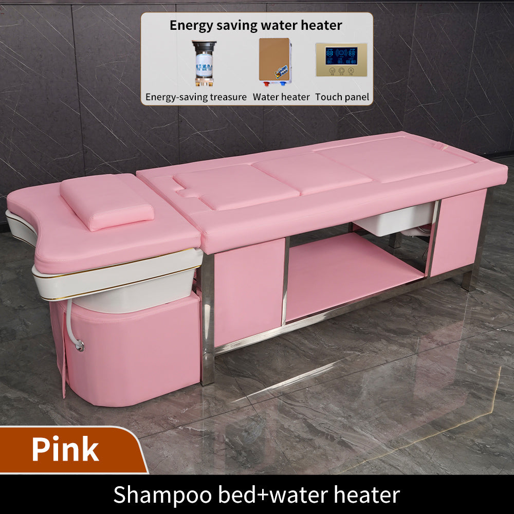 Pink beauty salon multi-functional moxibustion foot therapy shampoo bed