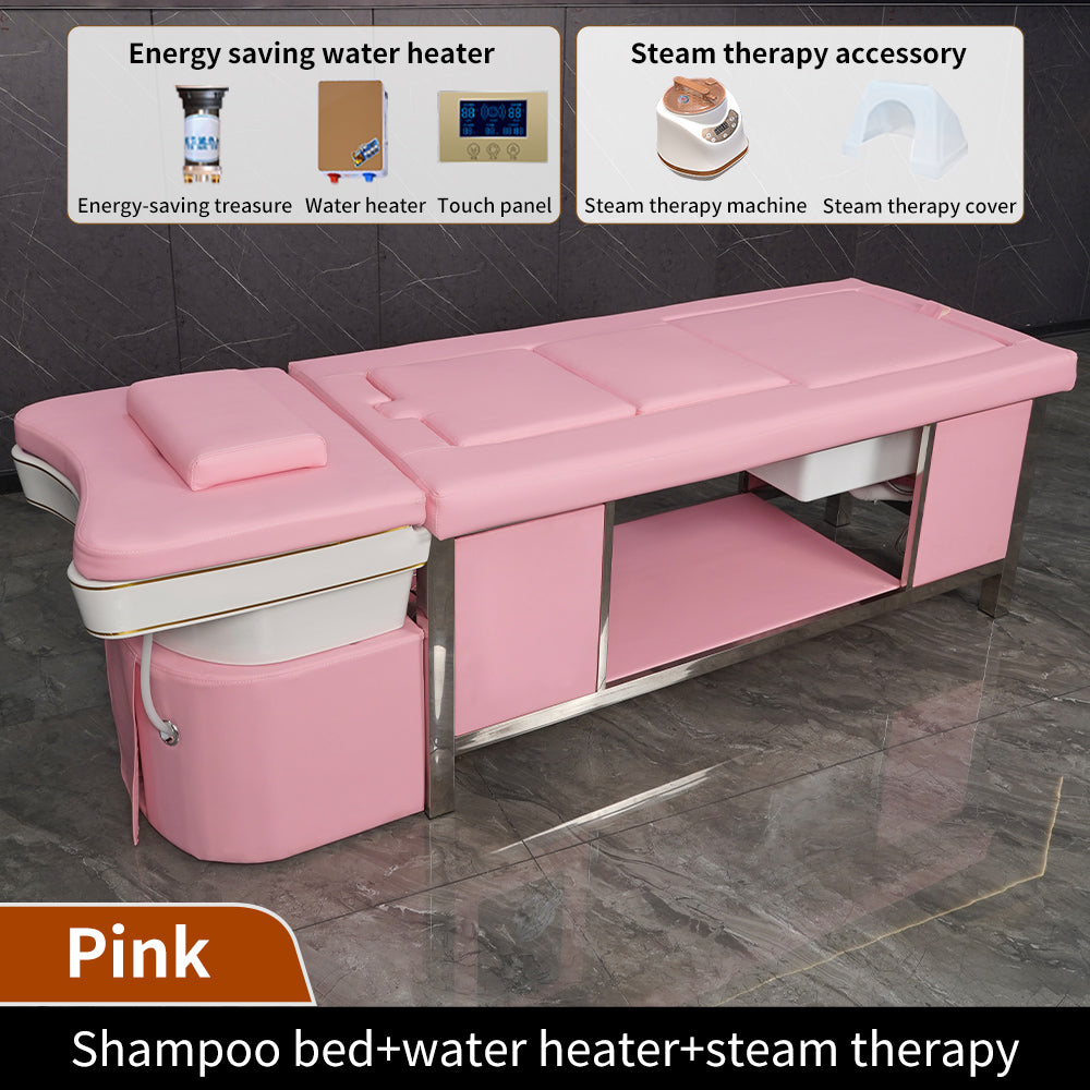 Pink beauty salon multi-functional moxibustion foot therapy shampoo bed