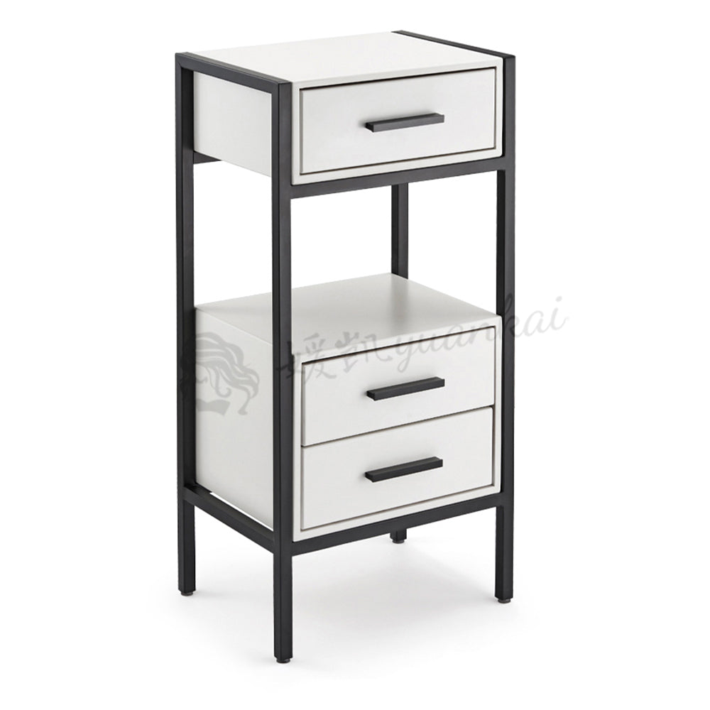 Salon Barbershop Equipment Furniture Strong Storage Metal Trolley Cabinet In Three Tiers