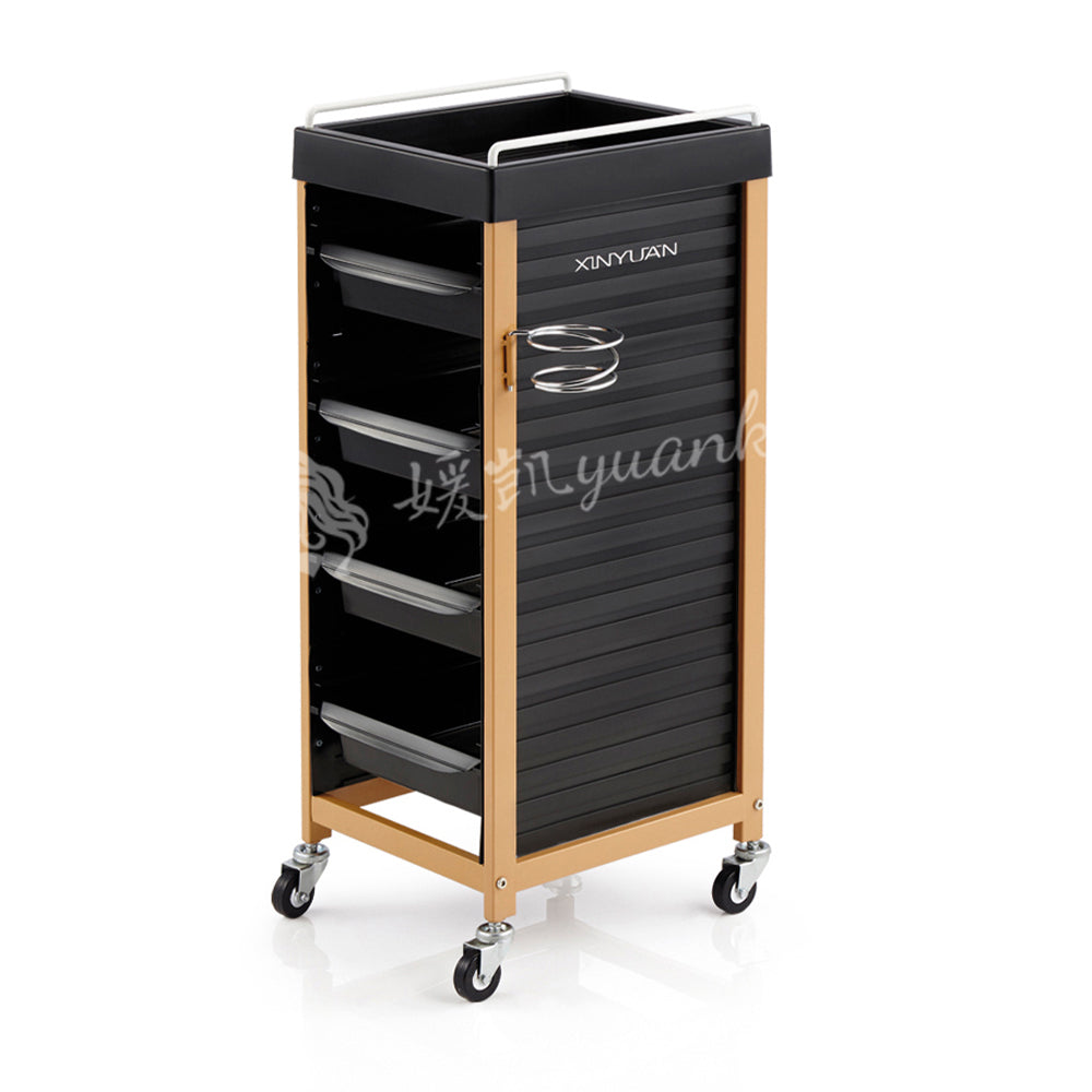 New Arrival Wholesale Luxury Golden Stainless Steel Salon Beauty Cart Rolling Trolley With 4 Wheels