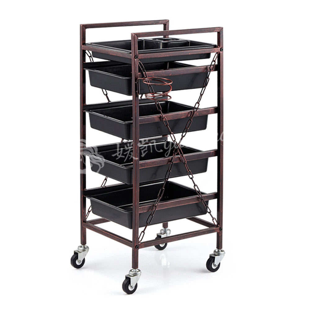 New Arrival Wholesale Luxury Golden Stainless Steel Salon Beauty Cart Rolling Trolley With 4 Wheels