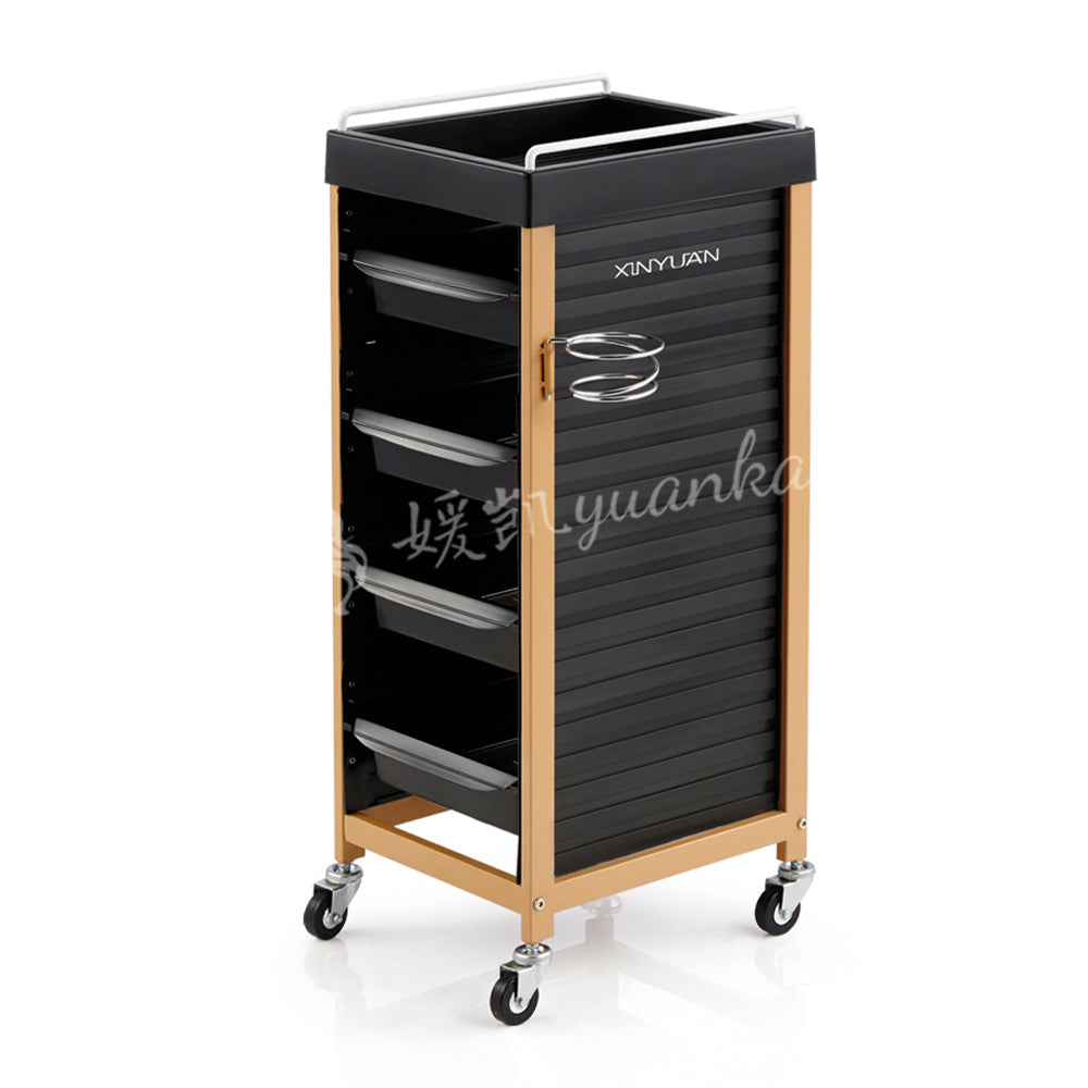 New Arrival Wholesale Luxury Golden Stainless Steel Salon Beauty Cart Rolling Trolley With 4 Wheels