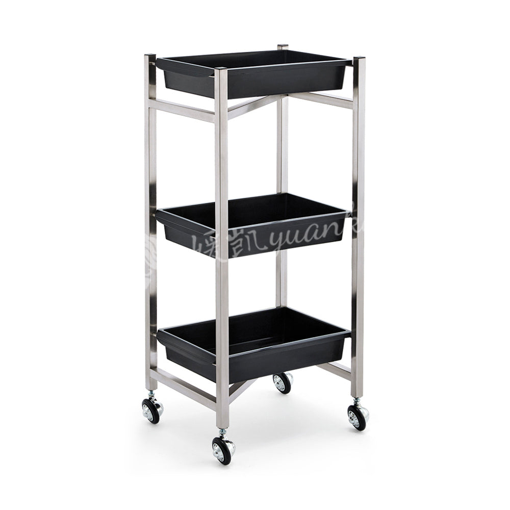 New Arrival Wholesale Luxury Golden Stainless Steel Salon Beauty Cart Rolling Trolley With 4 Wheels