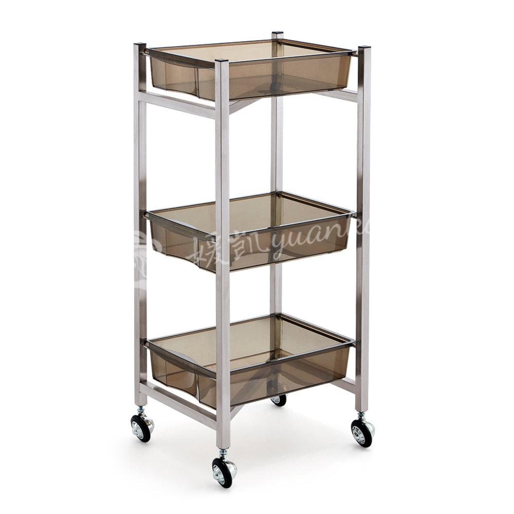 New Arrival Wholesale Luxury Golden Stainless Steel Salon Beauty Cart Rolling Trolley With 4 Wheels
