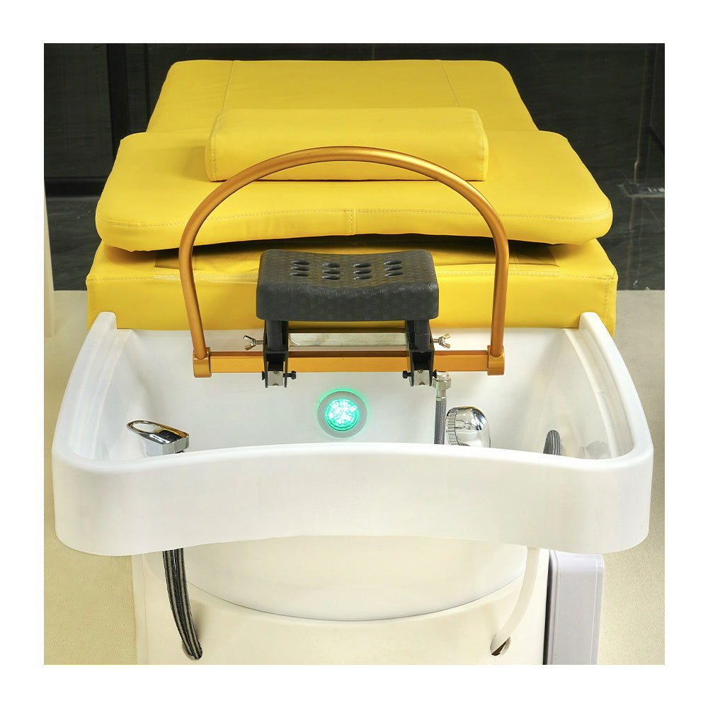 Simple yellow plastic hair washing bed barber shop special water heater water circulation head therapy bed
