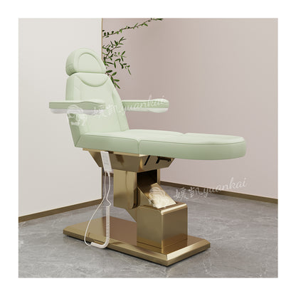 Top beauty salon electric massage bed adjustable Golden base eyelash bed