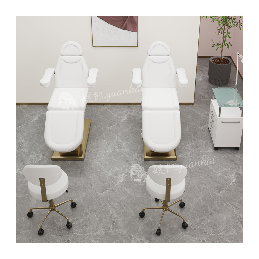 Top beauty salon electric massage bed adjustable Golden base eyelash bed