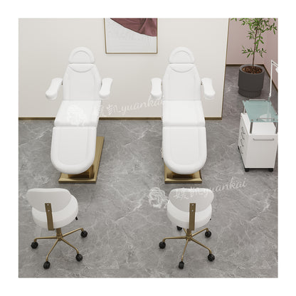 Top beauty salon electric massage bed adjustable Golden base eyelash bed