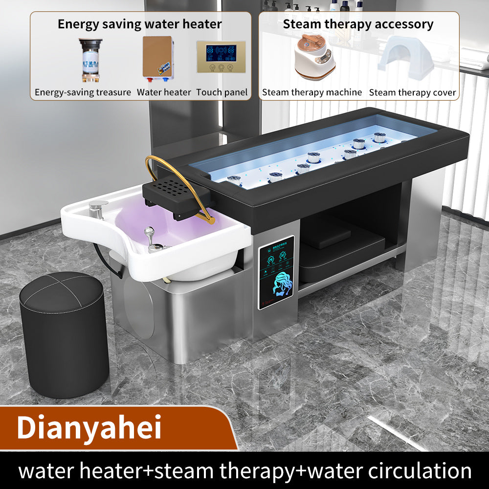 Luxury all-steel shampoo massage bed for beauty salon dedicated electronic smokeless moxibustion bed